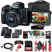 Canon EOS M50 Mirrorless Camera W/ 15-45mm Lens Black 2680C011 - Basic Bundle (International Version)