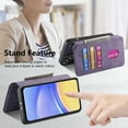 thumbnail image 3 of Wallet Case for Samsung Galaxy A15 Cash Credit Pocket Card Slots Holder Folio Flip Shockproof Full Coverage Detachable Magnetic Cover [Compatible with Magsafe] Kickstand, Purple, 3 of 10