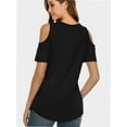 thumbnail image 3 of Womens Summer Shirts V Neck Criss Cross Cold Shoulder Tops Blouse, 3 of 4