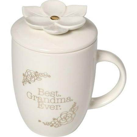 Precious Moments Best Grandma Ever Glazed Ceramic 16oz Coffee Mug With Lid (Cat Valentine Best Moments)