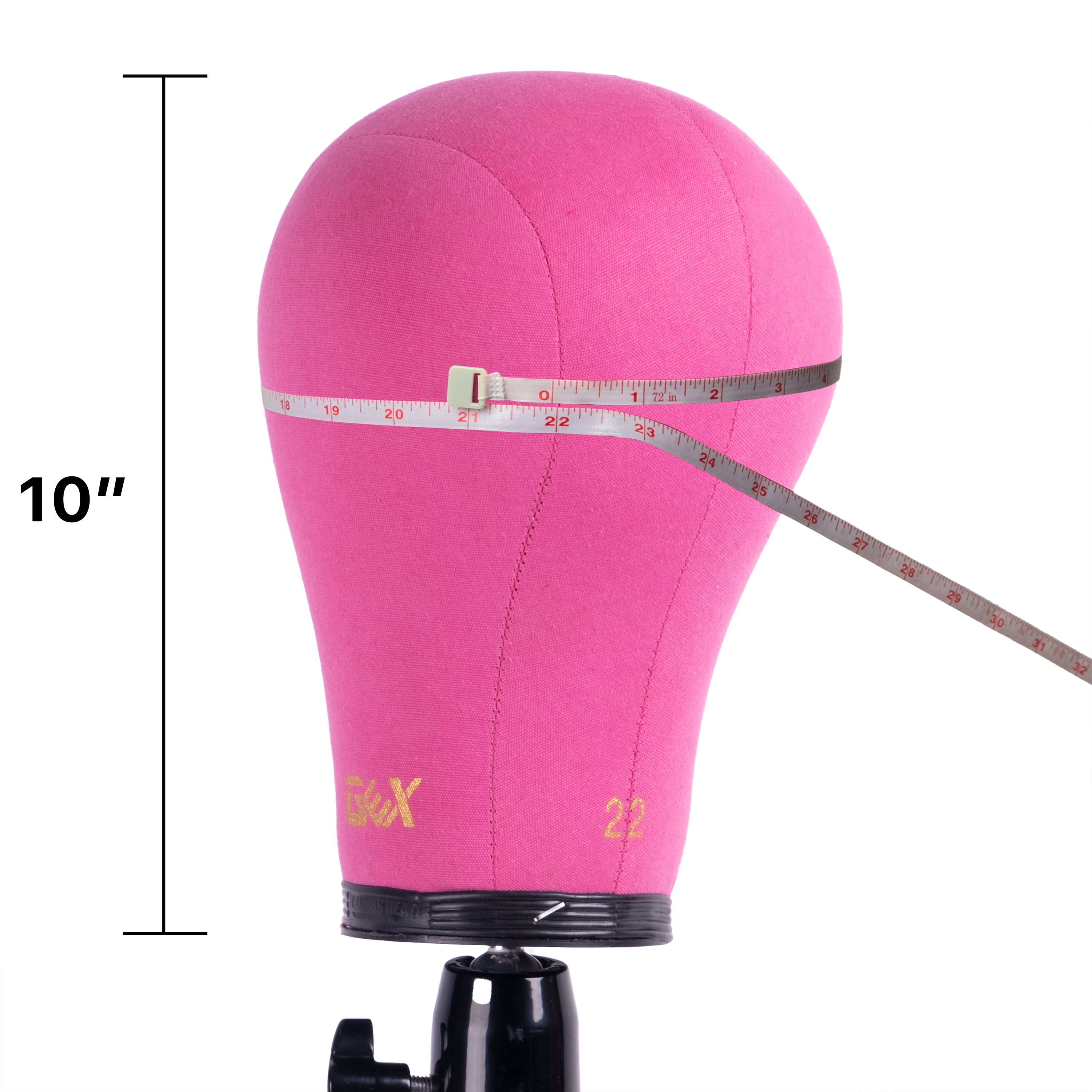 Gex Worldwide 20"-24" Cork Canvas Block Head Mannequin Head Wig Display Styling Head With Mount Hole and Accessories (21") Rosy
