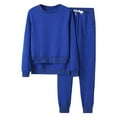 thumbnail image 2 of Vivianyo HD Womens 2 Piece Outfits Sweatsuit Solid Oversized Sweatshirt Lounge Sets Baggy Sweatpants Fall Fashion with Pockets Blue, 2 of 3