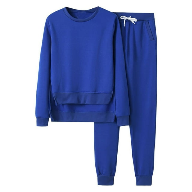 Besolor Womens Sweatsuits 2 Piece Outfits Crew Neck Irregular Hem Pullover Sweatshirt and Sweatpant Lounge Sets Tracksuit