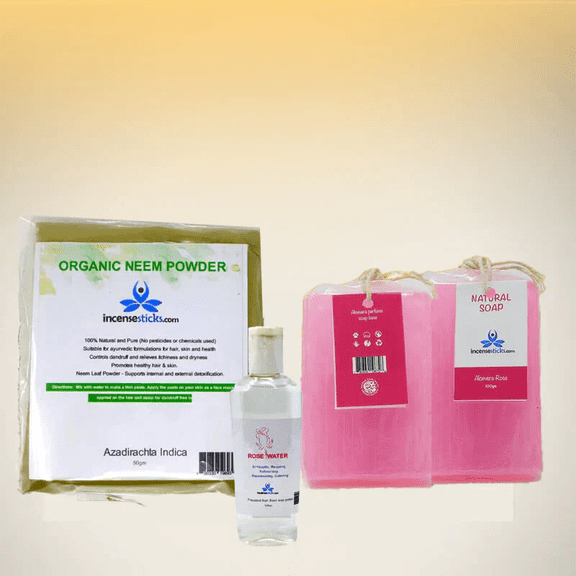 Pure Radiance Skincare ComboNatural with 1 Neem Powder,1 Rose Water, 1 Aloevera Soap