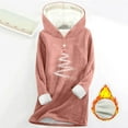 thumbnail image 2 of Christmas Pajamas Womens Sherpa Lined Hoodies Xmas Graphic Pjs Merry Christmas Fashion Letter Print Hooded Sweatshirts Soft Cozy Loungewear Top, 2 of 6