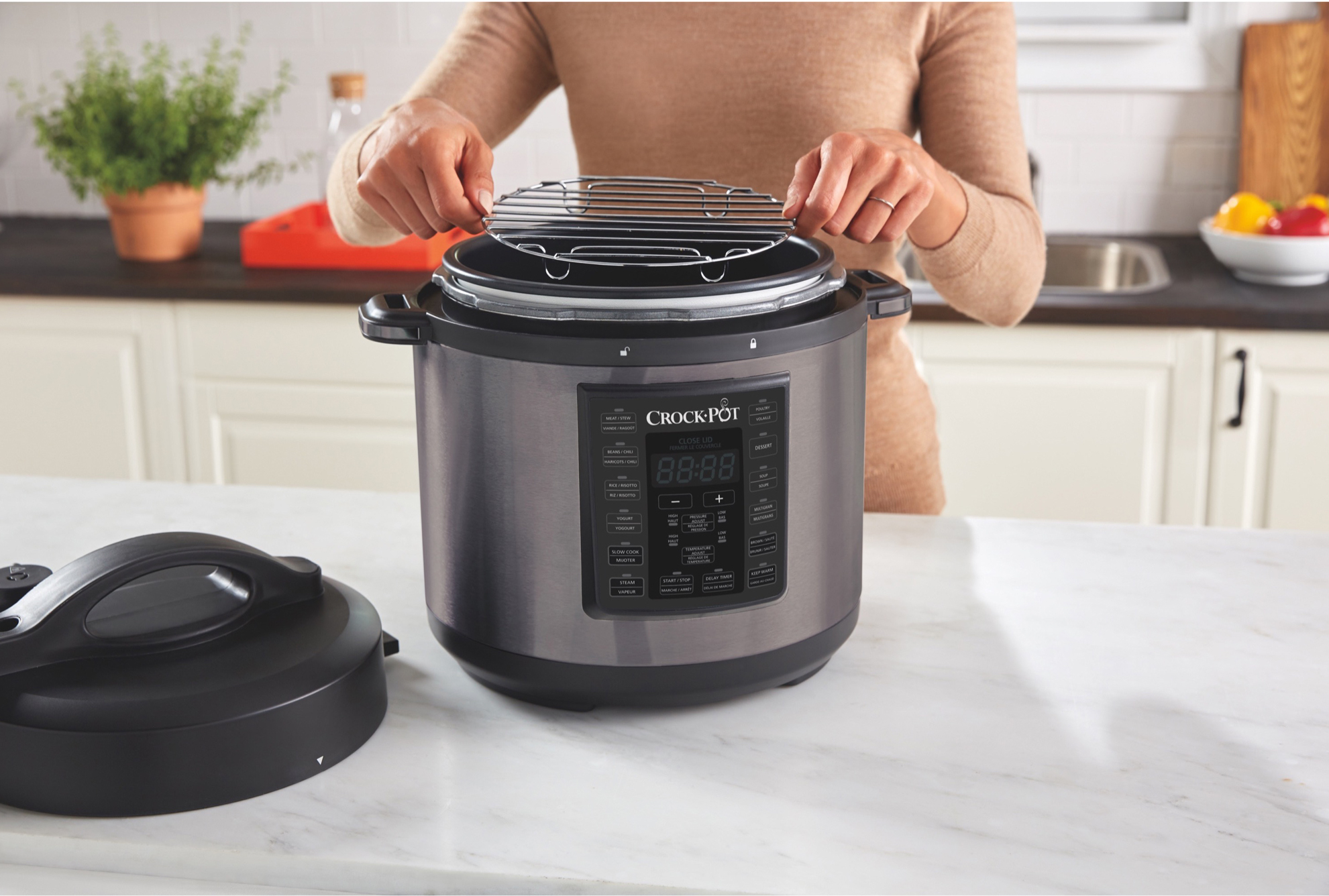 Crock-Pot 6 Qt 8-in-1 Multi-Use Express Crock Programmable Pressure Cooker, Slow Cooker, Sauté, and Steamer, Black Stainless Steel - image 2 of 10