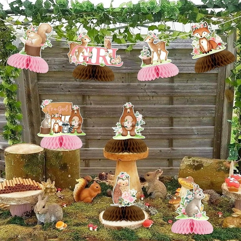 Pieces Woodland Animals Baby Shower Honeycomb Centerpieces for