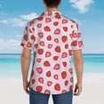 thumbnail image 6 of Xecao Hand Drawn Strawberry print Hawaiian shirt - a stylish short-sleeve button-down for men, perfect for casual beach and tropical outings., 6 of 9