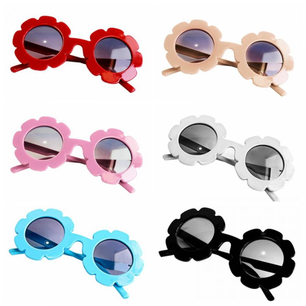 3 Pieces Kids Flower Sunglasses Toddler Girls Round Flower Glasses Baby Cute Sunglasses Outdoor Beach Colorful Eyewear 