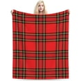 thumbnail image 3 of Red Plaid Blanket Traditional Scottish Checkered Tartan Pattern Throw Blanket Decor Cozy Warm for Home Bedroom Sofa Office 50"x60", 3 of 6