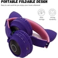 thumbnail image 5 of Auriculares con oreja de gato Bluetooth 5.0 para niños Auriculares inalámbricos estéreo plegables en la oreja con micrófono Luz LED y control de volumen Soporte para tarjeta TF auxiliar (azu, 5 of 5
