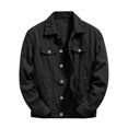 thumbnail image 3 of HBGVBA Men's Classic Denim Trucker Jacket, Button Front Point Collar Coat, Flap Chest Pockets Long Sleeve Casual Outerwear, 3 of 6