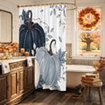 thumbnail image 5 of Navy Blue Fall Shower Curtain, Waterproof Shower Curtains for Bathroom, Pumpkin Botanical Autumn Thanksgiving Washable Fabric Bathtub Curtain Set Bath Decor with 12 Hooks Standard 72"x72", 5 of 8