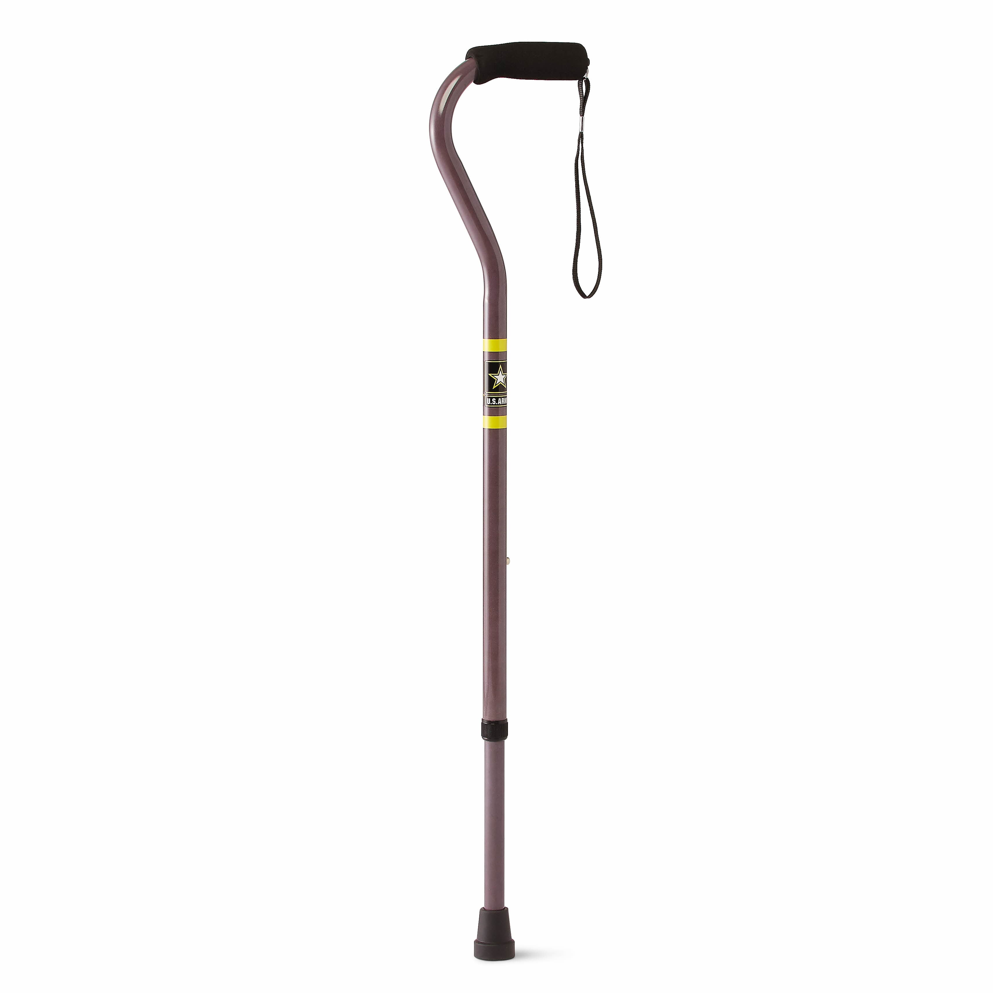 Medline U.S Army Offset Walking Cane, Aluminum Cane with Foam Handle