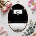 thumbnail image 7 of Canvas Wall Art Black White Basketball Court Empty Wooden Floor Spotlights Bleachers Oval Framed Canvas Prints Vintage Wall Hanging Decor for Home Office Decorations 8.6"x11.4", 7 of 7