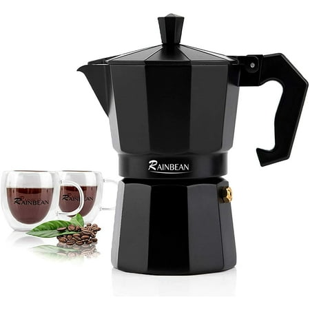 

Frm Stovetop Espresso Maker 6-Cup Espresso Cup Moka Pot Classic Cafe Maker Percolator Italian Coffee Maker Italian Espresso For Gas Or Electric Aluminum Black Gift Package With 2 Cups