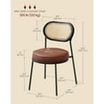 thumbnail image 3 of VASAGLE Set of 2 Dining Chairs, Dining Room Chairs with Boho PE Rattan Back, Synthetic Leather Upholstered Accent Chairs for Kitchen Living Room, Coffee Brown, 3 of 7