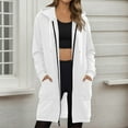 thumbnail image 2 of Lumtrix Long Hoodies for Women Fall 2025 Soft Oversized Fleece Hooded Sweatshirts Solid Color Comfort Zip Up Jackets with Pockets White M, 2 of 5