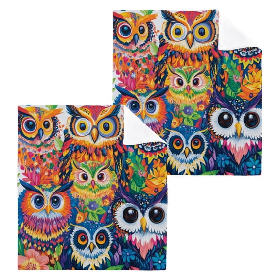 BZSMCE Towel Cotton Face Towel Soft Hand Towels Fashion Whimsical Owl Gathering Pattern