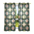 thumbnail image 6 of Yayeee Window Curtains Light Filtering 63"x52" Grommet Panel Pair Home Living Room Decor, Pink Geometric Flowers, 6 of 7