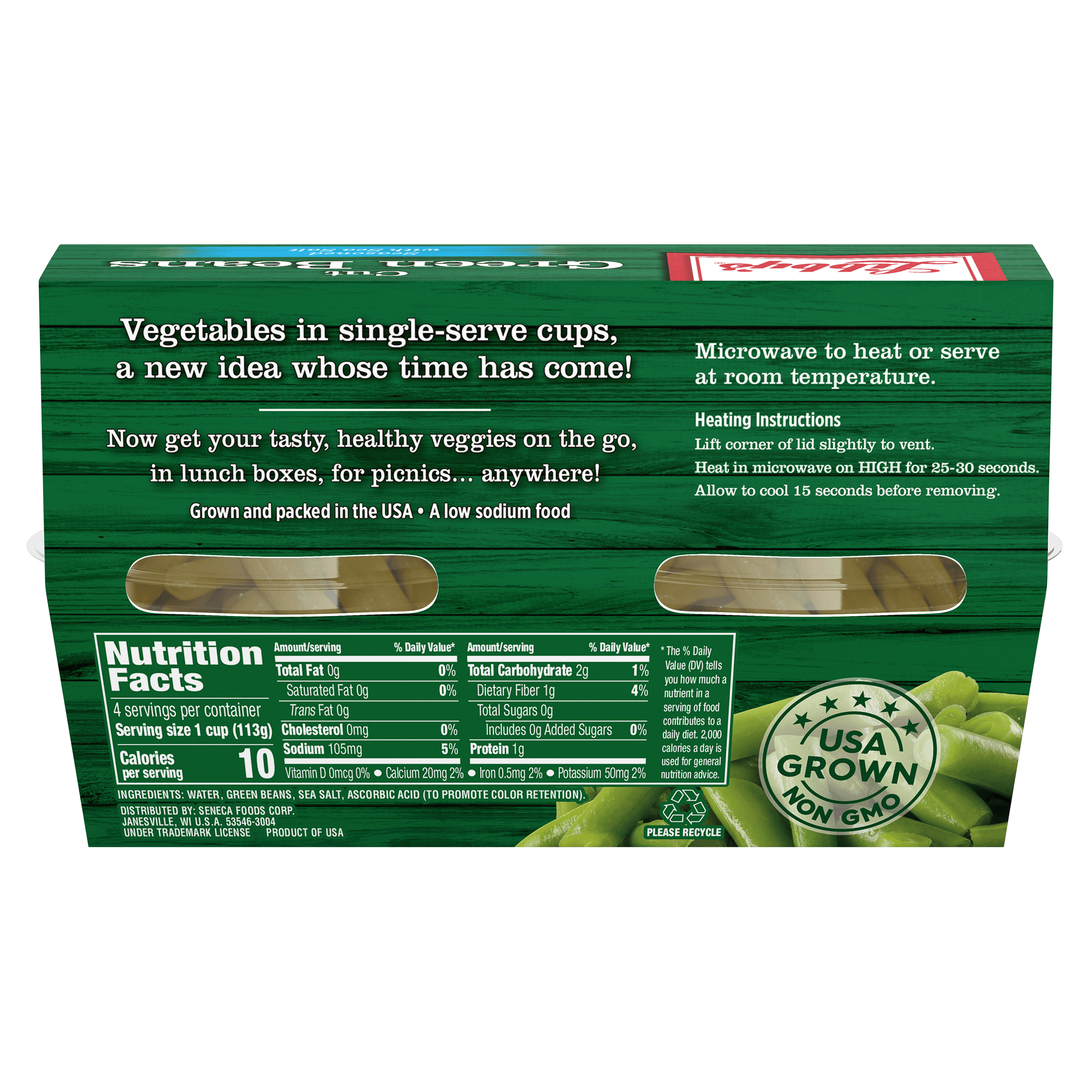 (6 pack) Libby's Cut Green Beans Lightly Seasoned With Sea Salt, 4 Oz, 4 Count Box