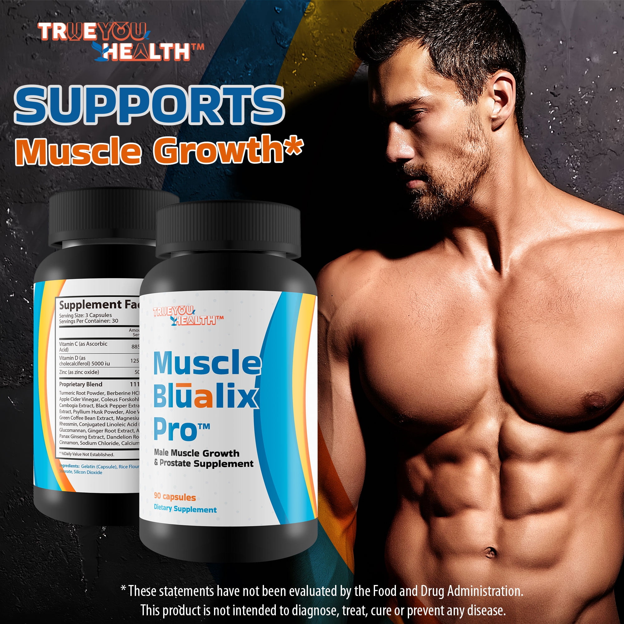 Muscle Blualix Pro - Premium Prostate Supplement for Men - Promote Healthy Energy & Motivation - Vitamin D & Zinc & Turmeric Prostate Formula - Antioxidant Prostate Support for Male Health & Wellness