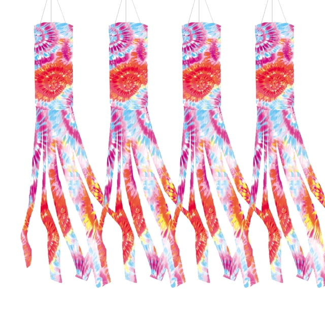 4 piezas Tie Dye Windsocks Rainbow Windsock Banderas Decoraciones colgantes al aire libre Home Yard Garden Ormromra CPB-US-DYP93-9