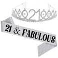 thumbnail image 1 of Women Glittering Rhinestone Letter Print Sash Tiara Set Birthday Party Supplies, 1 of 5