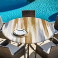 thumbnail image 6 of Brown Gray Round Tablecloth, Fitted Table Cover with Elastic for 55"-60" Round Tables, Vintage Abstract White Ombre Texture Table Cloth Outdoor Indoor Dinning Party Waterproof Tablecloths, 6 of 7