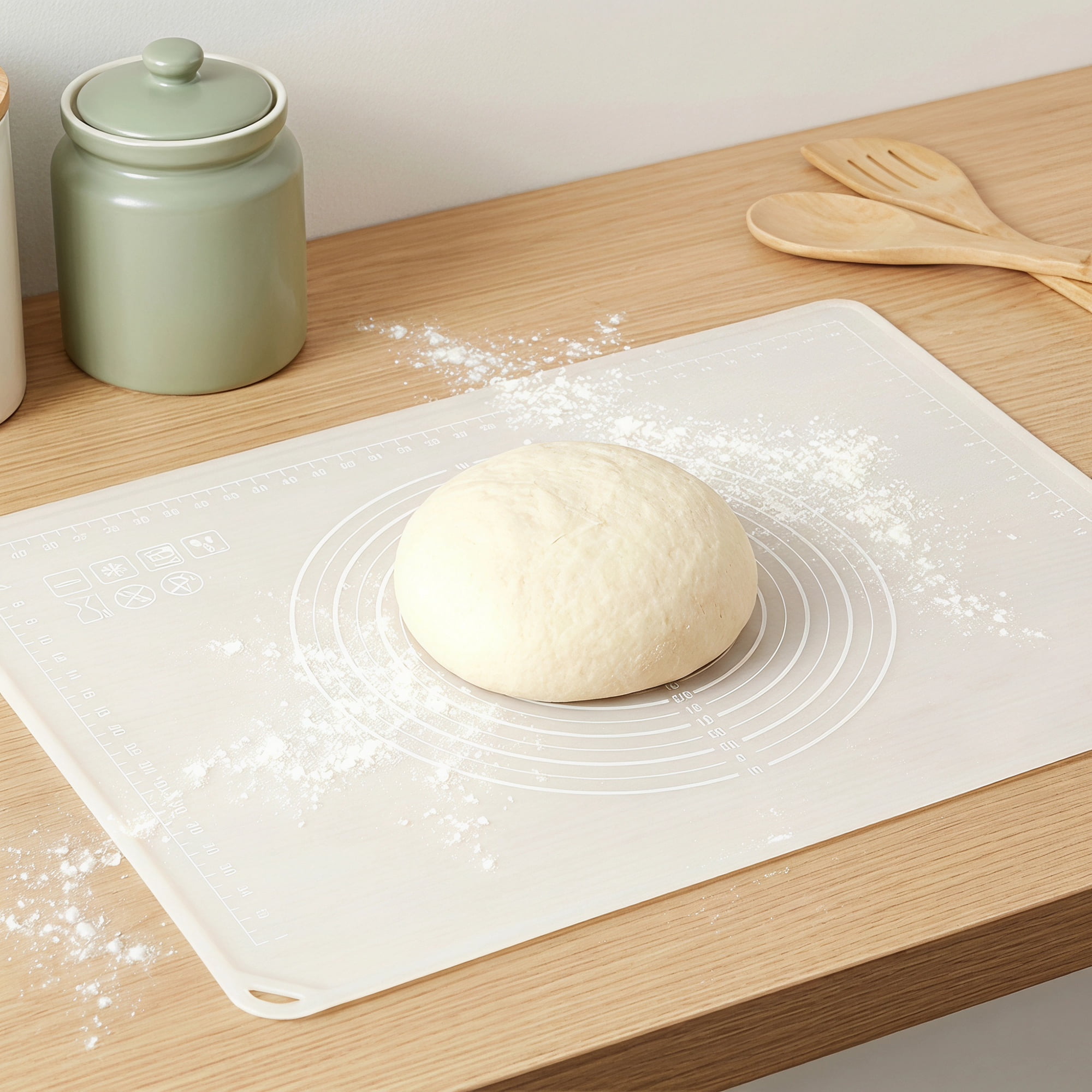 Unique Bargains Solid Color Silicone Pastry Baking Mat with Measurements White 19.7"x27.6"