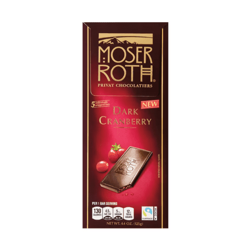 Moser Roth Dark Cranberry Chocolate Bar, Individually Wrapped, 5 Count, 4.4 oz (125g) , 3 Pack