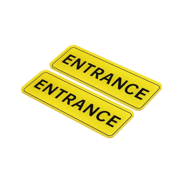 Unique Bargains 6'x2' ENTRANCE Sign Acrylic Self Adhesive Door Sticker Wall Sign Yellow 2 Pack