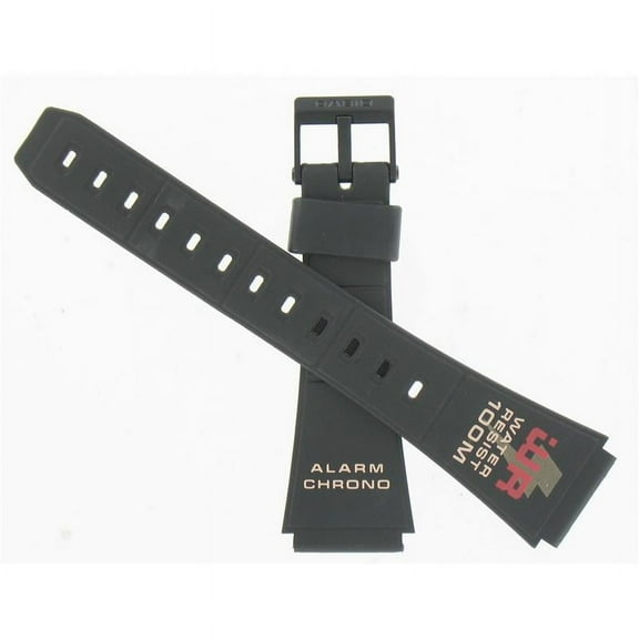 Casio watchband 20/24mm Black Rubber PVC with a Black Buckle. FIts w721  part#70608274