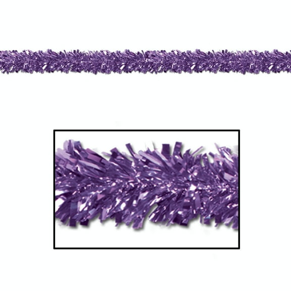 Beistle Club Pack of 12 Shiny Metallic Purple Foil Tinsel 6-Ply Christmas Garlands 15' - Unlit