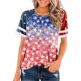 thumbnail image 1 of WZXFASHION Hauts pour Femmes Mode Manches 3/4 Col Rond Chemises Décontractées Tendance Blouses Imprimées T-Shirts à devant Plissé Articles en Liquidation T-shirt à Manches Courtes pour Femme, 1 of 5