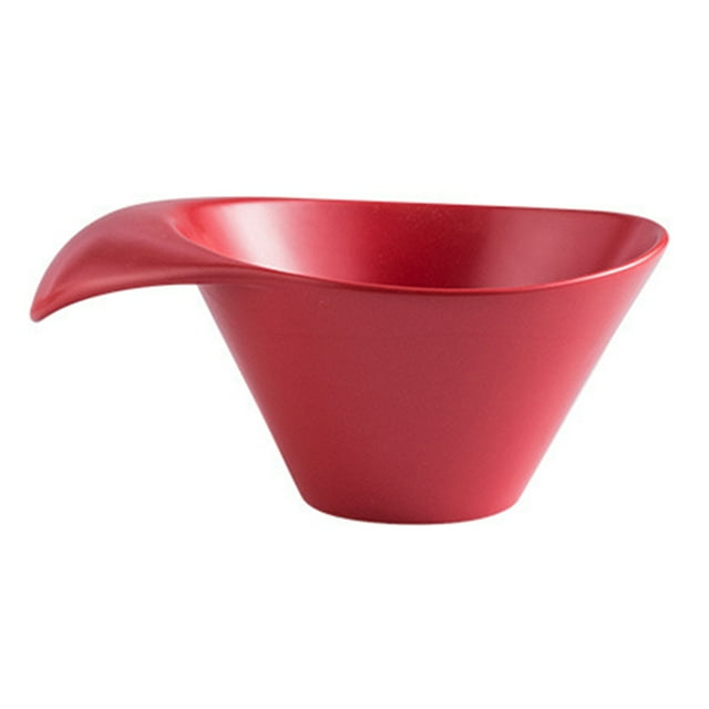 Asymmetric Ceramic Bowl Modern Matte Salad Bowl Saucer Appetizer Tableware (Red)
