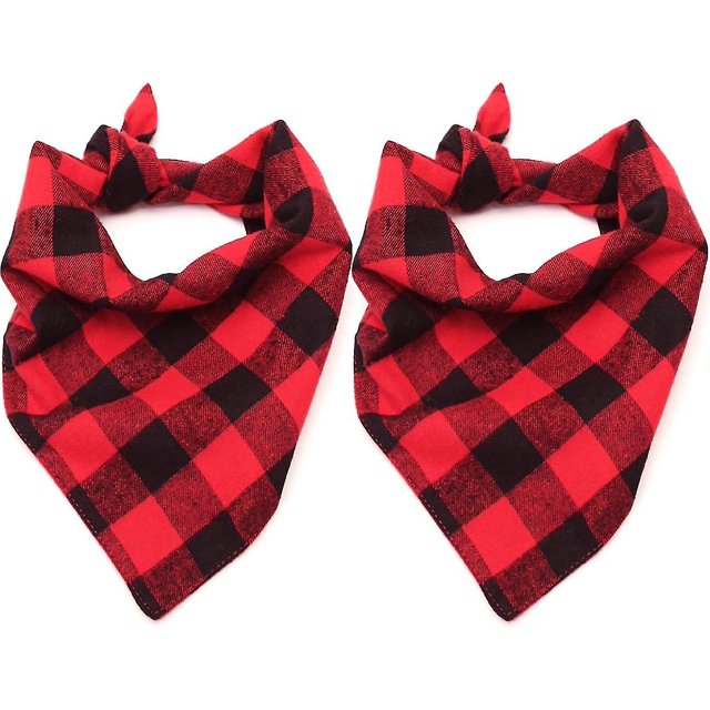 Paquete de 2 pañuelos para perros, pañuelo clásico navideño a cuadros para mascotas, bufanda, baberos triangulares, conjunto de pañuelo,