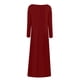 thumbnail image 5 of Vestido largo de manga larga con bolsillos de cuello redondo liso de talla grande informal para mujer Fridja  yut2572, 5 of 5