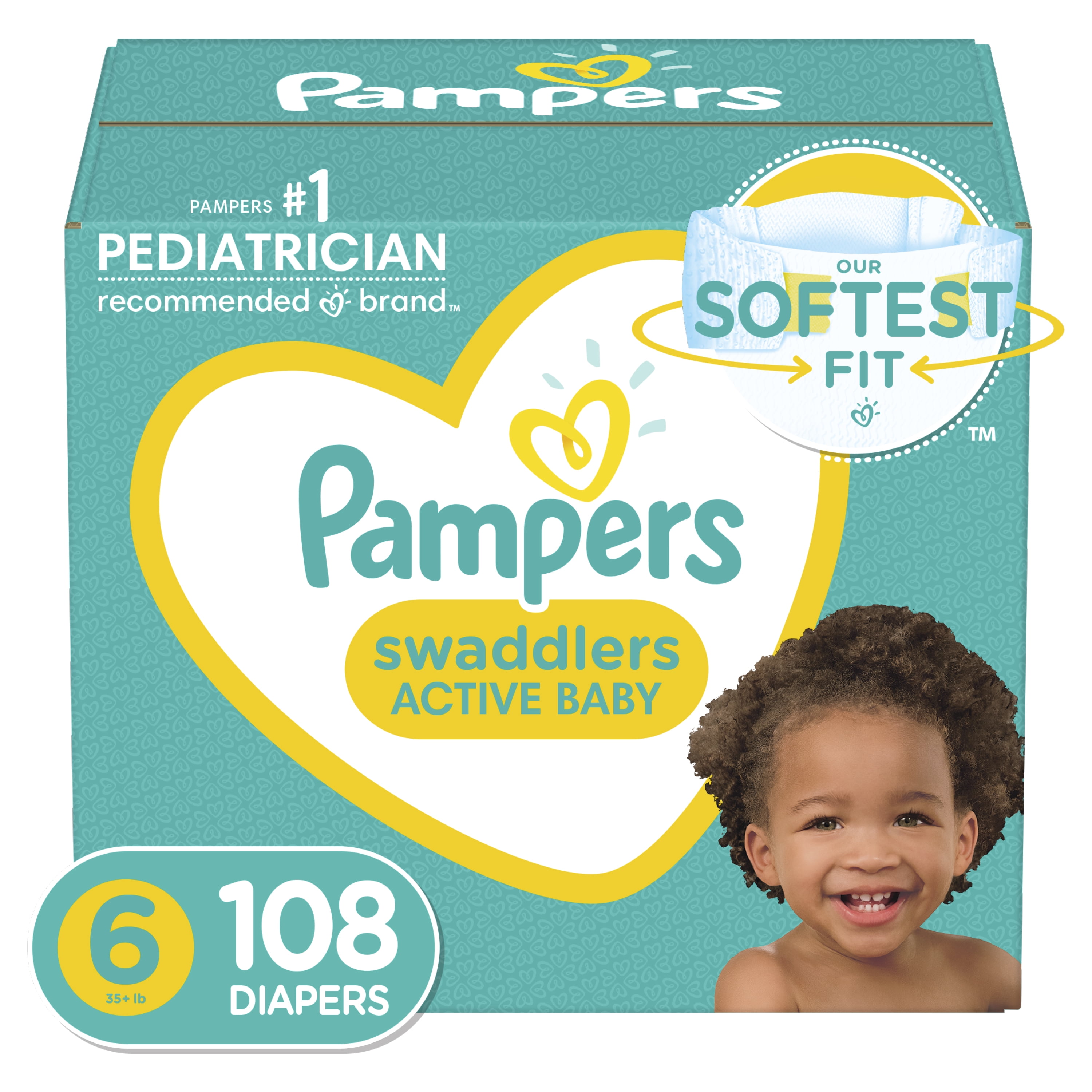 Pampers Swaddlers Diapers, Soft and 