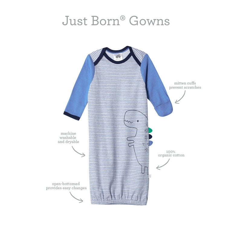 Just Born Organic Baby Girl Gown Cap Set 2 Piece Walmart