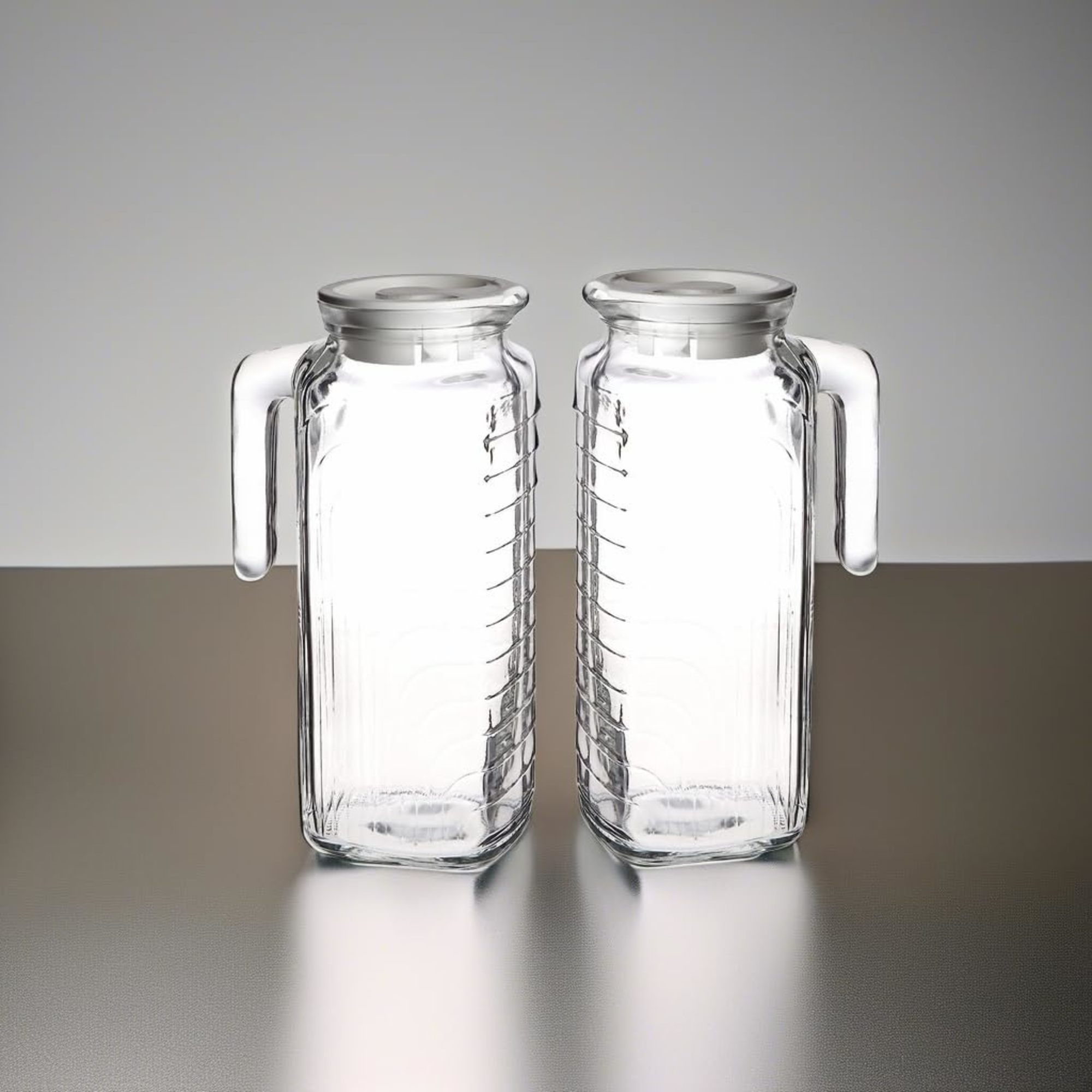 Bormioli Rocco Gelo Set of 2, Glass pitcher, 33.75 Oz. Carafe with Lid, for Homemade Juice, Iced Tea, Cold Brew, Dishwasher Safe Jug, Made in Italy (white)