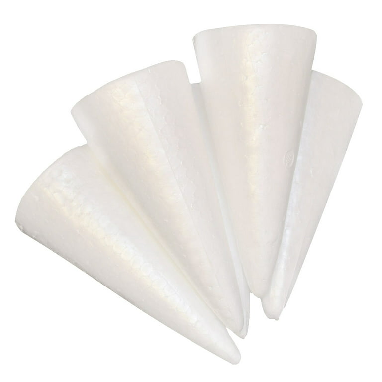 20-Pack Craft Foam Cones (2.9X7.9in), White Polystyrene Cone Shaped Foam, Foam Tree Cones, for Arts and Crafts, Christmas, School, Wedding, Birthday