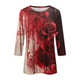 thumbnail image 6 of Womens Halloween Shirts Funny 3/4 Sleeve T Shirts Spooky Halloween Printed Tops Horror Crew Neck Pullover Holiday Three Quarter Length Blouses, 5XL, 6 of 7