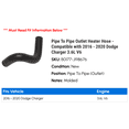 thumbnail image 2 of Line To Line Outlet Heater Hose - Compatible with 2016 - 2020 Dodge Charger 3.6L V6 2017 2018 2019, 2 of 2