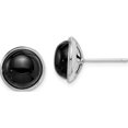 thumbnail image 1 of Sterling Silver Rhodium-Plated 10mm Onyx Cabochon Post Earrings (11.13 X 11.13) Made In China qe15152, 1 of 4