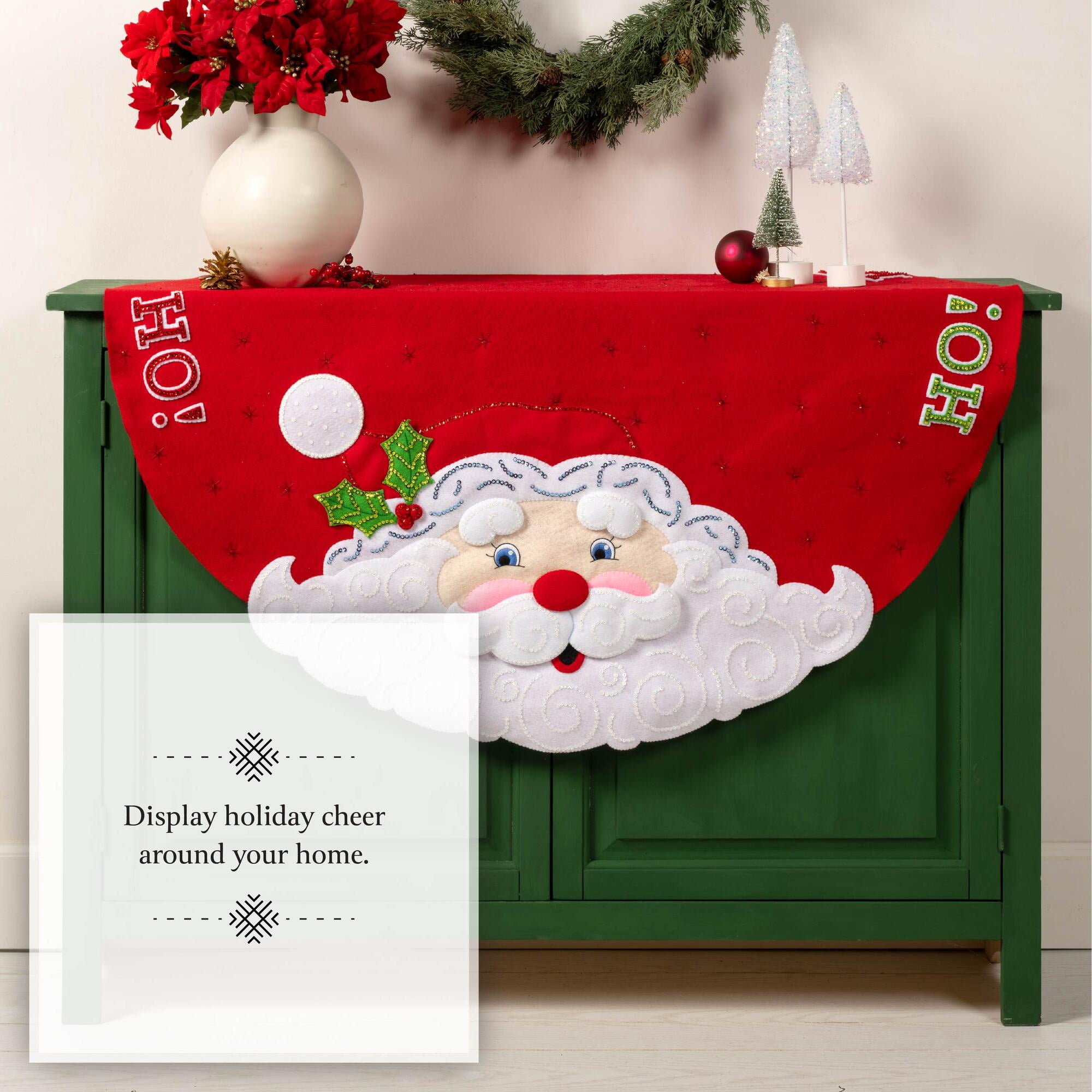 Bucilla Felt Tree Skirt Kit, Jolly Santa, 45 in Round, Multicolor, Felt