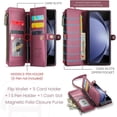 thumbnail image 2 of for Galaxy Z fold 5 Case, for Samsung Z fold 5 Case with Pen Holder Slot, 【RFID Blocking】 for Samsung Galaxy Z fold 5 Wallet Case with Card Holder Zipper Strap PU Leather Flip, Wine Red, 2 of 11