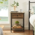 thumbnail image 4 of VECELO X-Design 1-Drawer Nightstand Bedside End Table with 2 Open Storage Shelves, Brown, 4 of 7