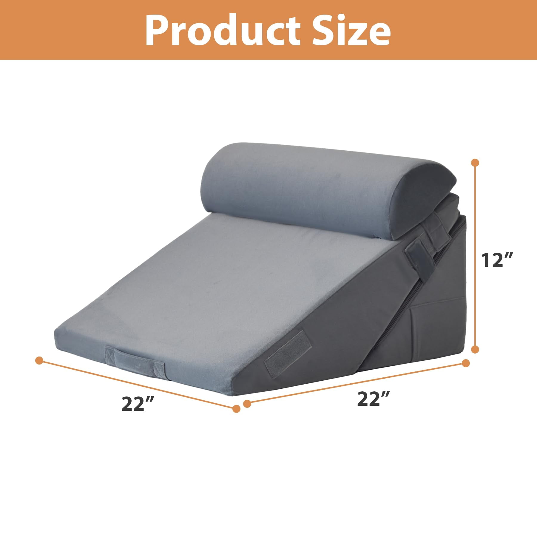 3pcs Wedge Pillow For Acid Reflux  Adjustable Headboard Bed Wedges Sleeping Support Pillows Sitting Up Plush Grey