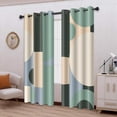 thumbnail image 2 of Abstract Blackout Curtains Sage Green Beige Modern Geometric Circles Curtain Mid Century Green Blue Minimalist Aesthetic Vintage Grommets Window Drapes 53"W x 84"L (Pack of 2), 2 of 6
